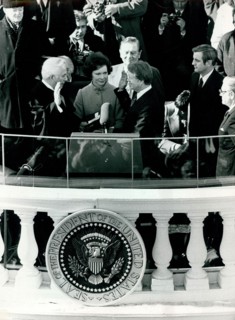 Jimmy Carter taking Presidential Oath of Office in Washington DC on January 20, 1977