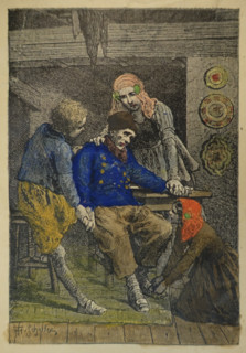 Illustration from the book The Silver Skates. Drawings by Theophile Schuler (1821-1878). 1870.