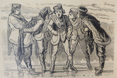 Illustration from the book The Silver Skates. Drawings by Theophile Schuler (1821-1878). 1870.