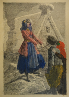 Illustration from the book The Silver Skates. Drawings by Theophile Schuler (1821-1878). 1870.