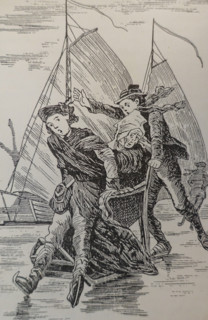 Illustration from the book 'The Silver Skates'. Drawing by Samuil Goldman (1876-1931). 1920s.