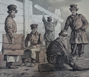 Glazier and carpenter. 1845. Ignaty Shchedrovsky (1815-1871).