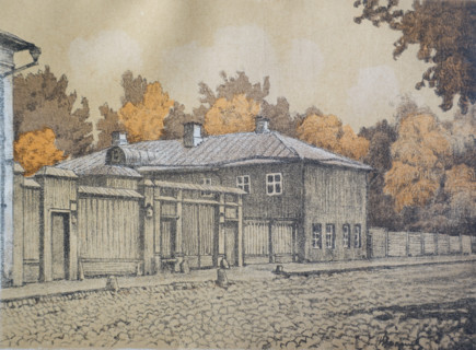 Obolensky Lane. Old Moscow. Lithography. Vladimir Sokolov (1872-1946). 1922.