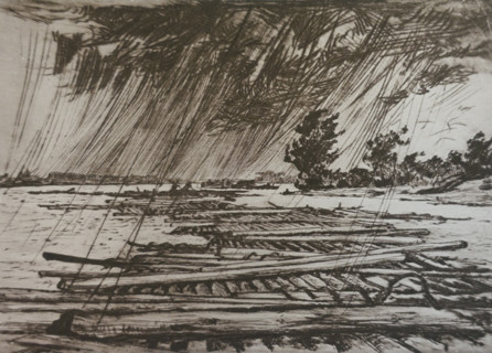 Rains. On rafts. Vadim Falileev (1879-1950). Early 20th century.