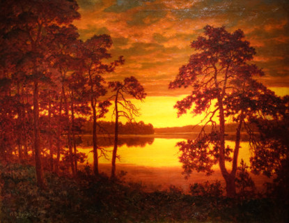 Sunset over the river. 1917. Ivan Fedorovich Shultze (1874-1939).