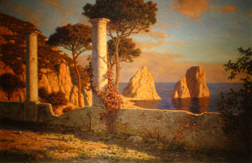 View of the Faraglioni Rocks. Italy. 1924. Ivan Fedorovich Shultze (1874-1939).