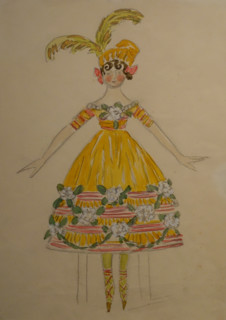 Female costume design for Pyotr Tchaikovsky's ballet 'The Nutcracker.' Konstantin Korovin (1861-1939). 1910s.