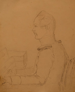 Portrait of Lermontov Mikhail Yuryevich (1814-1841). March 1838. Drawing.
