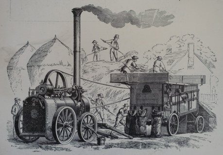 Steam-powered threshing machine