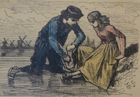 Illustration from the book The Silver Skates. Drawings by Theophile Schuler (1821-1878). 1870.