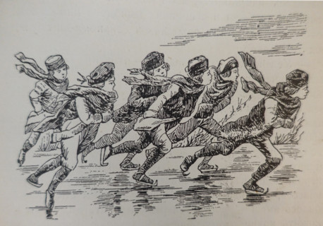 Illustration from the book 'The Silver Skates'. Drawing by Samuil Goldman (1876-1931). 1920s.