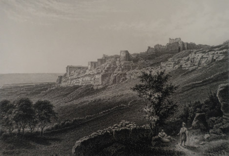 Chufut-Kale fortress. Illustration from Album of all the best views of Crimea. Steel engraving. 1869.