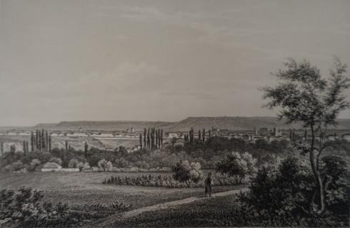 Simferopol. Illustration from Album of all the best views of Crimea. Steel engraving. 1869.