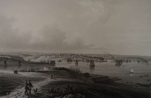 Sevastopol before the war. Illustration from Album of all the best views of Crimea. Steel engraving. 1869.