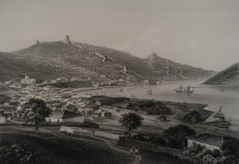 Balaklava. Illustration from Album of all the best views of Crimea. Steel engraving. 1869.