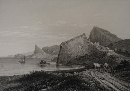 Sudak. Illustration from Album of all the best views of Crimea. Steel engraving. 1869.