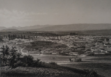 Karasubazar (now Belogorsk). Illustration from Album of all the best views of Crimea. Steel engraving. 1869.