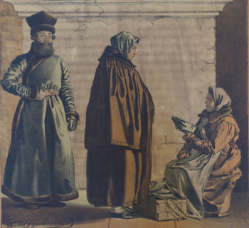 Shoe seller. 1845. Ignaty Shchedrovsky (1815-1871).