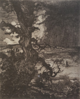 By the Oak. Vadim Falileev (1879-1950). Early 20th century. Lithography.