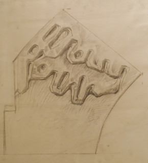 Template for stone carving of an arch in the interior of the Church of the Intercession of the Most Holy Theotokos