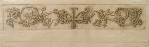Template for stone carving of the vault base in the interior of the Church of the Intercession of the Most Holy Theotokos