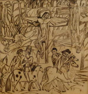 Pavel Filonov (1883-1941). Golgotha. 1912. Graphite pencil and watercolour on paper.