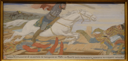 Andrey Ryabushkin (1861-1904). Prince Ukhtomsky in Battle with the Tatars on the Volga in 1469. 1904.