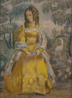 Viktor Borisov-Musatov (1870-1905). Lady at the Tapestry. Portrait of Nadezhda Stanyukovich. 1903.