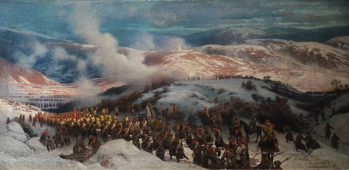 The Life Guards Preobrazhensky Regiment in battle near the village of Tashkessen on December 19