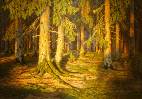 Summer landscape at sunset. 1915. Ivan Fedorovich Shultze (1874-1939).