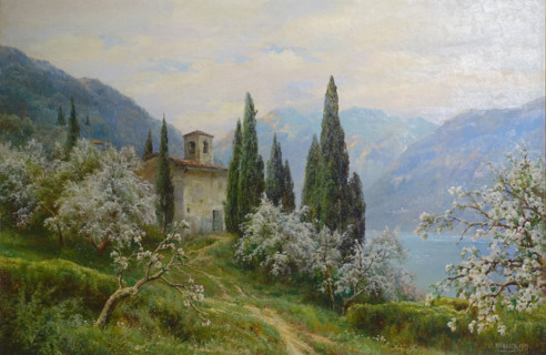 Velts Ivan Avgustovich (1866-1926). Mountain landscape with cypress trees. 1914.