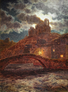 Twilight on the Riverbank. Dolceacqua. Italy. 1923. Ivan Fedorovich Shultze (1874-1939).