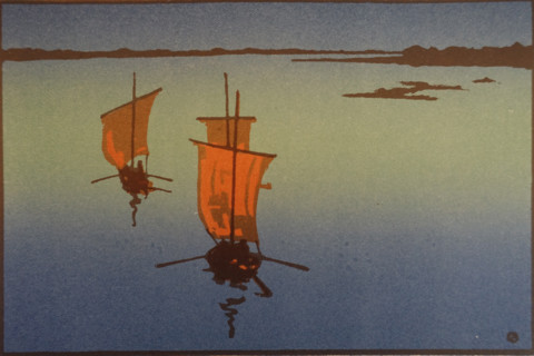 Return to Shekena (village on the Volga). Vadim Falileev (1879-1950). Early 20th century. Color lithography.