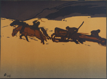 Carting Logs. Vadim Falileev (1879-1950). Early 20th century. Color lithography.