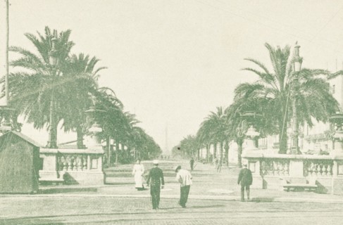 View of Paseo de Colon in Barcelona, Spain