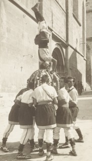 Castellers during a traditional Catalan celebration