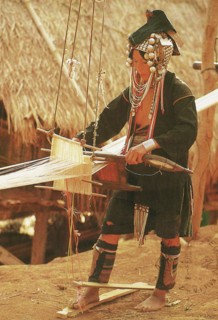 North of Thailand, Akha Hilltribe: A home-made loom is a handy apparatus to have around when