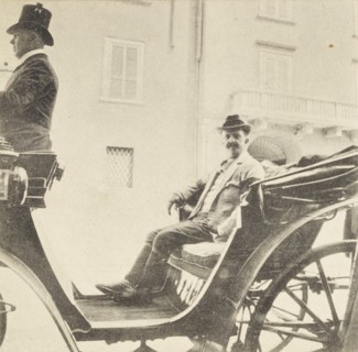 King Victor Emmanuel III of Italy (then Prince of Naples) aboard of an open carriage, during his historical visit in Cetinje, Montenegro