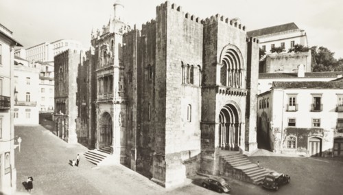 Coimbra, view of Se Velha, the Old Cathedral of Coimbra, Portugal