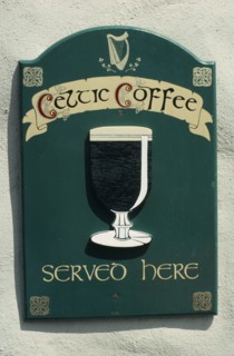 IRELAND, Markets, Public House,  Sign advertising celtic coffee.