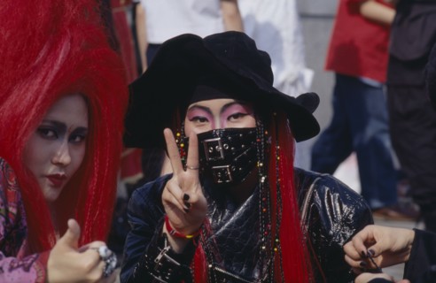 JAPAN, Honshu, Tokyo, Teenage punk girls in Yoyogi Park