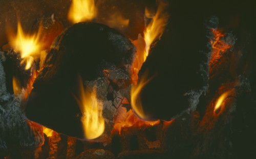 ARCHITECTURE, Details, Fire, Close up of burning coals on domestic coal fire