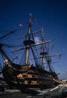 ENGLAND, Hampshire, Portsmouth, Admiral Lord Nelson's HMS Victory in Portsmouth’s Historic Dockyard