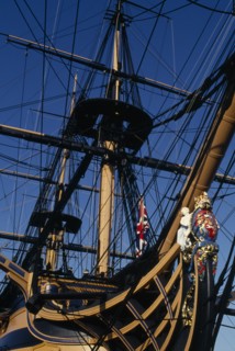 ENGLAND, Hampshire, Portsmouth, "HMS Victory, part view of mast and rigging."