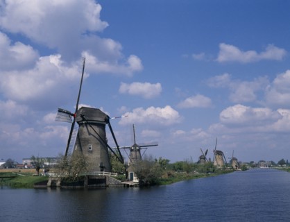 HOLLAND, Industry, River side Windmills.