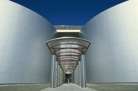 ICELAND, Reykjavik, The Pearl thermal heated storage and revolving restaurant complex entrance