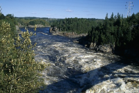 CANADA, Quebec, Jonquiere, River Sanguenay rapids.
