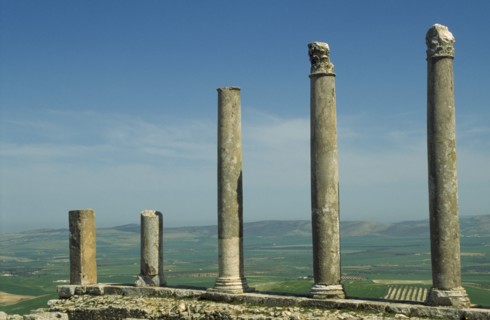 TUNISIA, Dougga, Temple of Saturn Roman ruins.