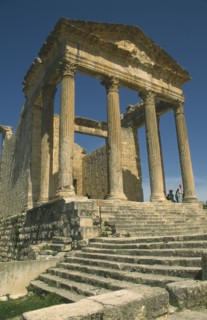 TUNISIA, Dougga, Second century AD Roman ruined city.  Capitol Temple.