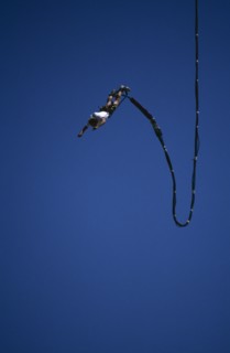 SPORT, Bungee Jumping, USA South Dakota . Jumper in mid air